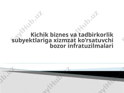 kichik biznes va tadbirkorlik subyektlariga xizmzat ko’rsatuvchi bozor infratuzilmalari — PPTX