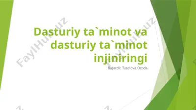 dasturiy ta`minot va dasturiy ta`minot injiniringi — PPTX