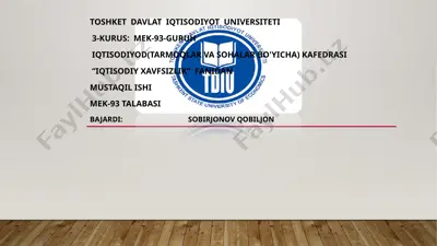 iqtisodiy xavfsizlik strategiyasida ijtimoiy siyosatning o'rni — PPTX