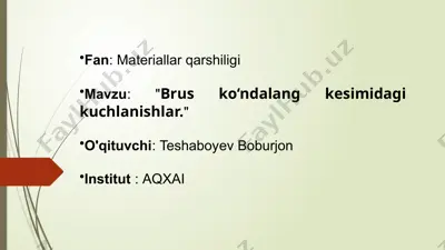 materiallar qarshiligi fani — PPTX