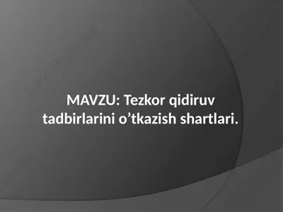 tezkor qidiruv tadbirlarini o’tkazish shartlari — PPTX