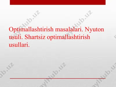 optimallashtirish masalalari — PPTX