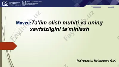 ta’lim olish muhiti va uning xavfsizligini ta’minlash — PPTX