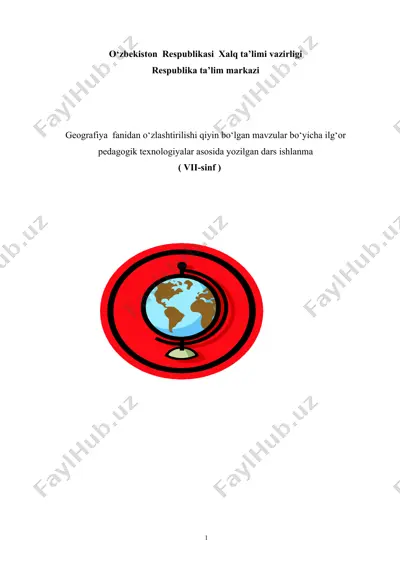 zarafshon vodiysi. geografik o‘rni, yer yuzasi,  geologik tuzulishi va foydali qazilmalariю 7-sinf — DOC