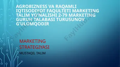 marketing strategiyasi — PPTX