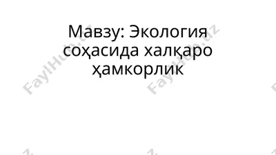 халқаро экологик ҳамкорлик (хэҳ) — PPTX