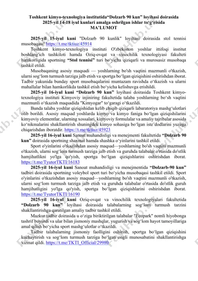 "dolzarb 90 kun" loyihasi doirasida stol tennisi musobaqasi — DOCX