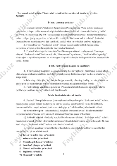 "barkamol avlod bolalari festivali" — DOCX