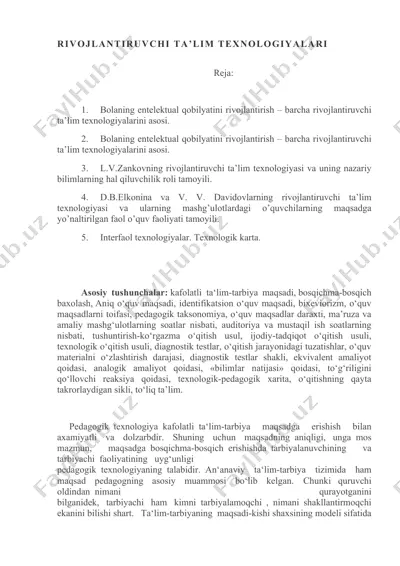 rivojlantiruvchi ta’lim texnologiyalari — DOCX