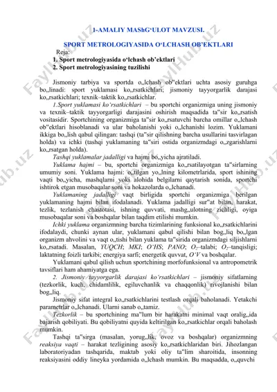 sport metrologiyasida o‘lchash ob’ektlari — DOCX