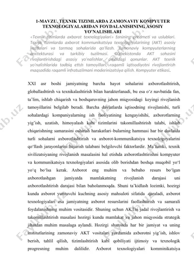 texnik tizimlarda axborot texnologiyalari — DOCX