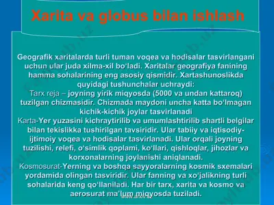 xarita va globus bilan ishlash — PPT