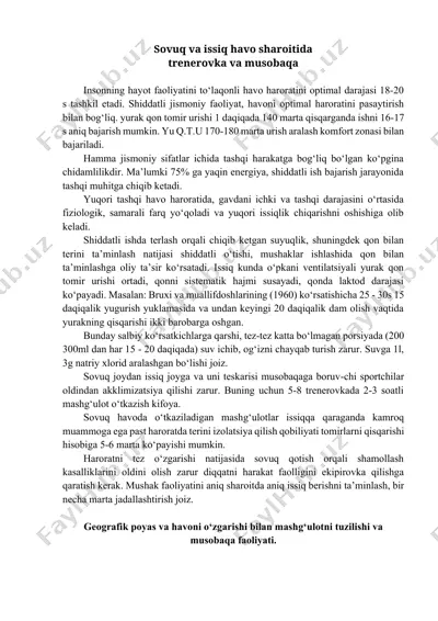 sovuq va issiq havo sharoitida trenerovka va musobaqa — DOCX