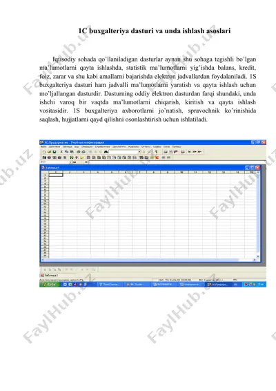 1c buxgalteriya dasturi va unda ishlash asoslari — DOCX