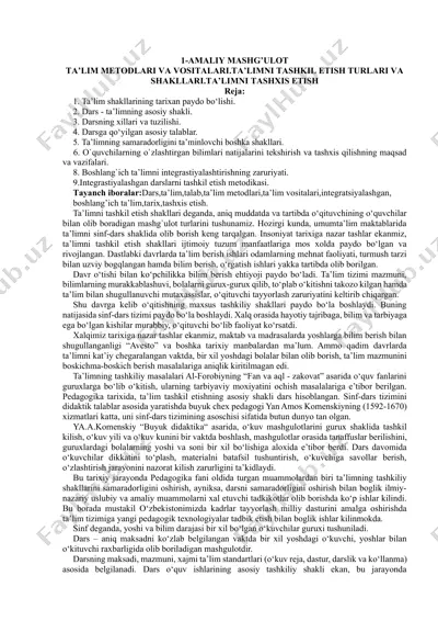 amaliy mashg'ulot - ta'lim metodlari va vositalari — DOCX