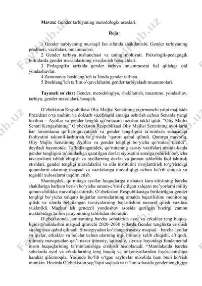gender tarbiyaning metodologik asoslari — DOCX