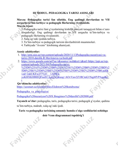 iii modul. pedagogika tarixi asoslari — DOCX
