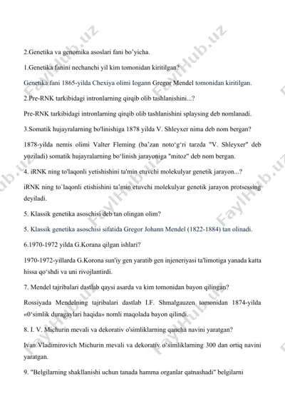 genetika va genomika asoslari — DOCX