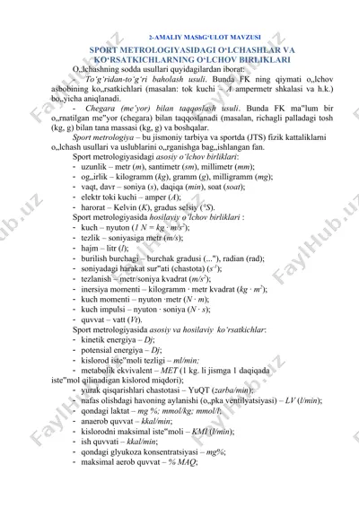 sport metrologiyasi — DOCX
