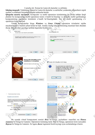 amaliy ish. xizmat ko’rsatuvchi dasturlar va utilitalar — DOCX