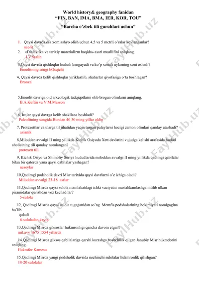 world history& geography fanidan — DOCX