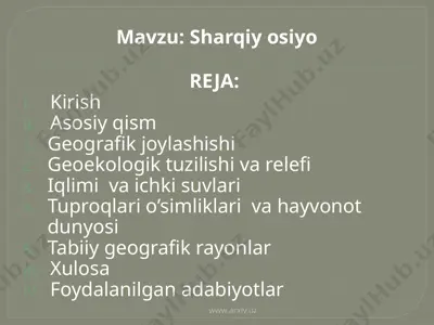 sharqiy osiyo — PPTX