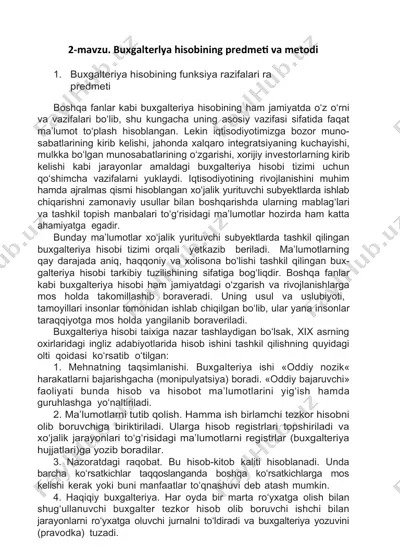 buxgalteriya hisobining predmeti va metodi — DOCX