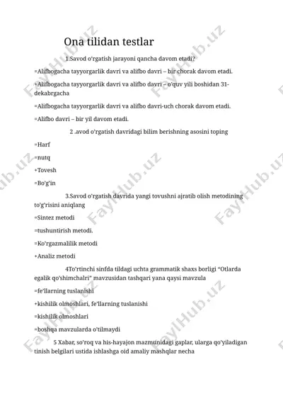 ona tilidan testlar — DOCX