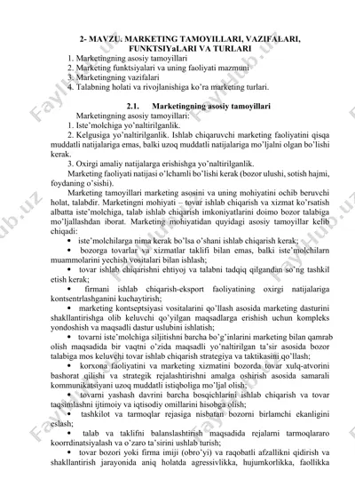 marketingning asosiy tamoyillari — DOCX
