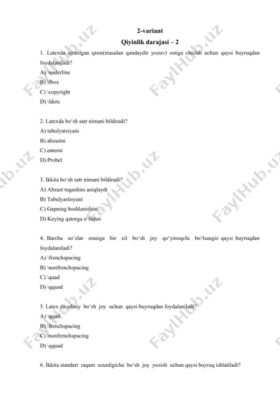 latexda sodda savollar — DOCX
