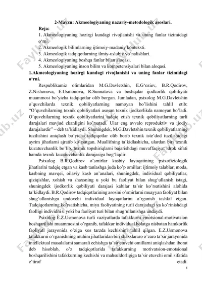 akmeologiyaning nazariy-metodologik asoslari — DOCX