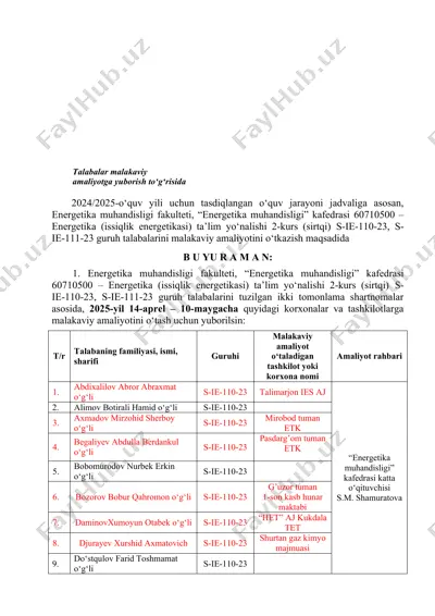 malakaviy amaliyot yuborilish talabnomasi — DOCX