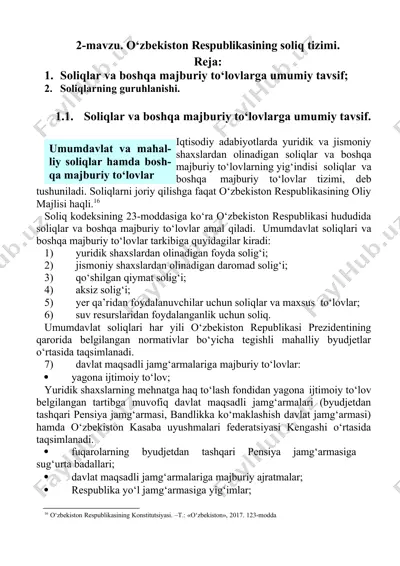 o‘zbekiston respublikasining soliq tizimi — DOCX
