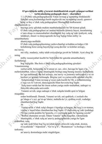 vatanparvarlikni tarbiyalashning pedagogik shart – sharoitlari — DOCX