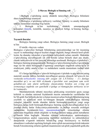 biologik ta’limning roli — DOCX