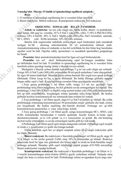 o’simlik to’qimalaridagi oqsillarni aniqlash — DOCX