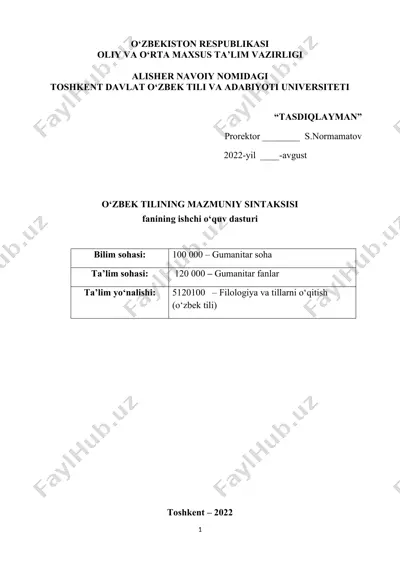 o‘zbek tilining mazmuniy sintaksisi — DOCX