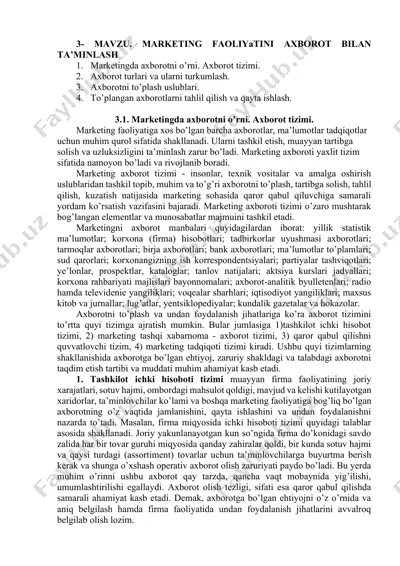 marketing faoliyatini axborot bilan ta’minlash — DOCX