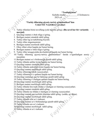 turkiy tillarning qiyosiy-tarixiy grammatikasi — DOCX