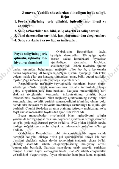 yuridik shaxslardan olinadigan foyda solig‘i — DOCX