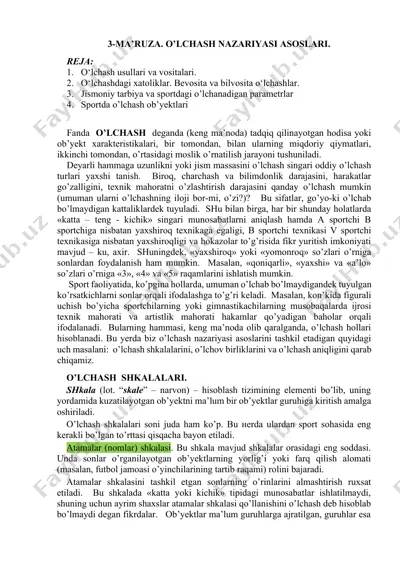 o’lchash nazariyasi asoslari — DOCX