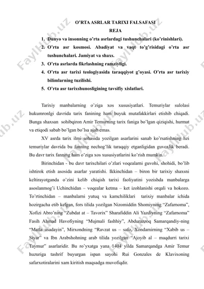 o’rta asrlar tarixi falsafasi — DOCX