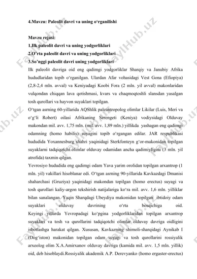paleolit davri va uning o‘rganilishi — DOCX