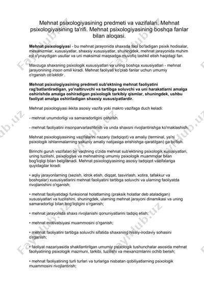 mehnat psixologiyasi — DOCX