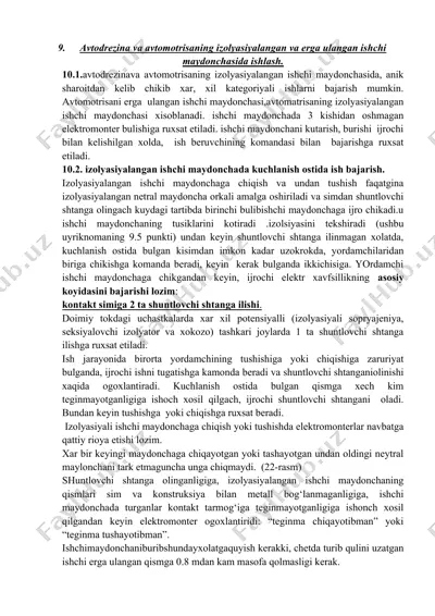 avtodrezina va avtomotrisaning izolyasiyalangan va erga ulangan ishchi maydonchasida ishlash — DOCX