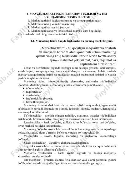 marketingni tarkibi va boshqarish — DOCX