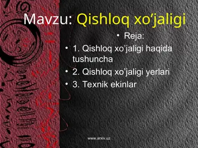qishloq xo’jaligi geografiyasi — PPT