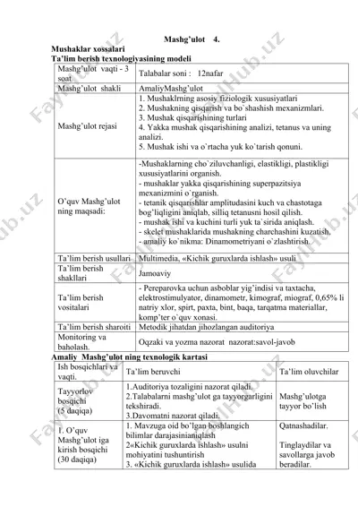 mushaklar xossalari — DOCX