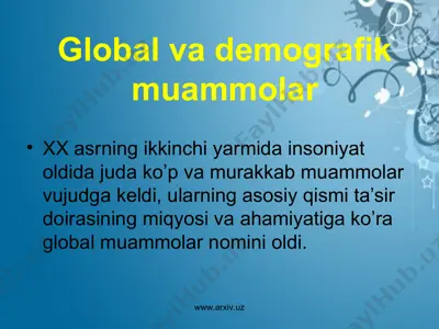 global va demografik muammolar — PPT