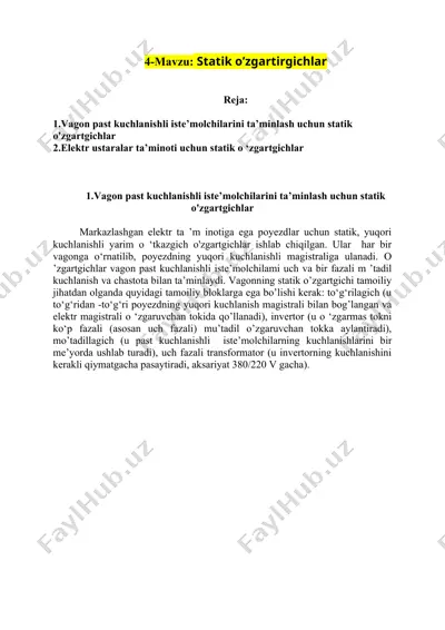 statik o'zgartgichlar — DOCX